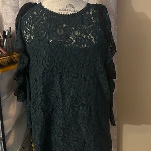 Adiva Lace Blouse - Dark Green